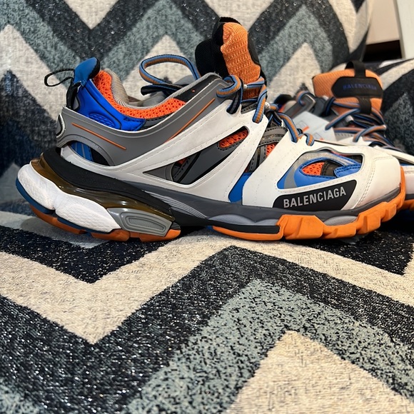 Balenciaga Men’s  Track Sneakers Orange Blue Size 7 EU 40  100% Authentic - Picture 4 of 8